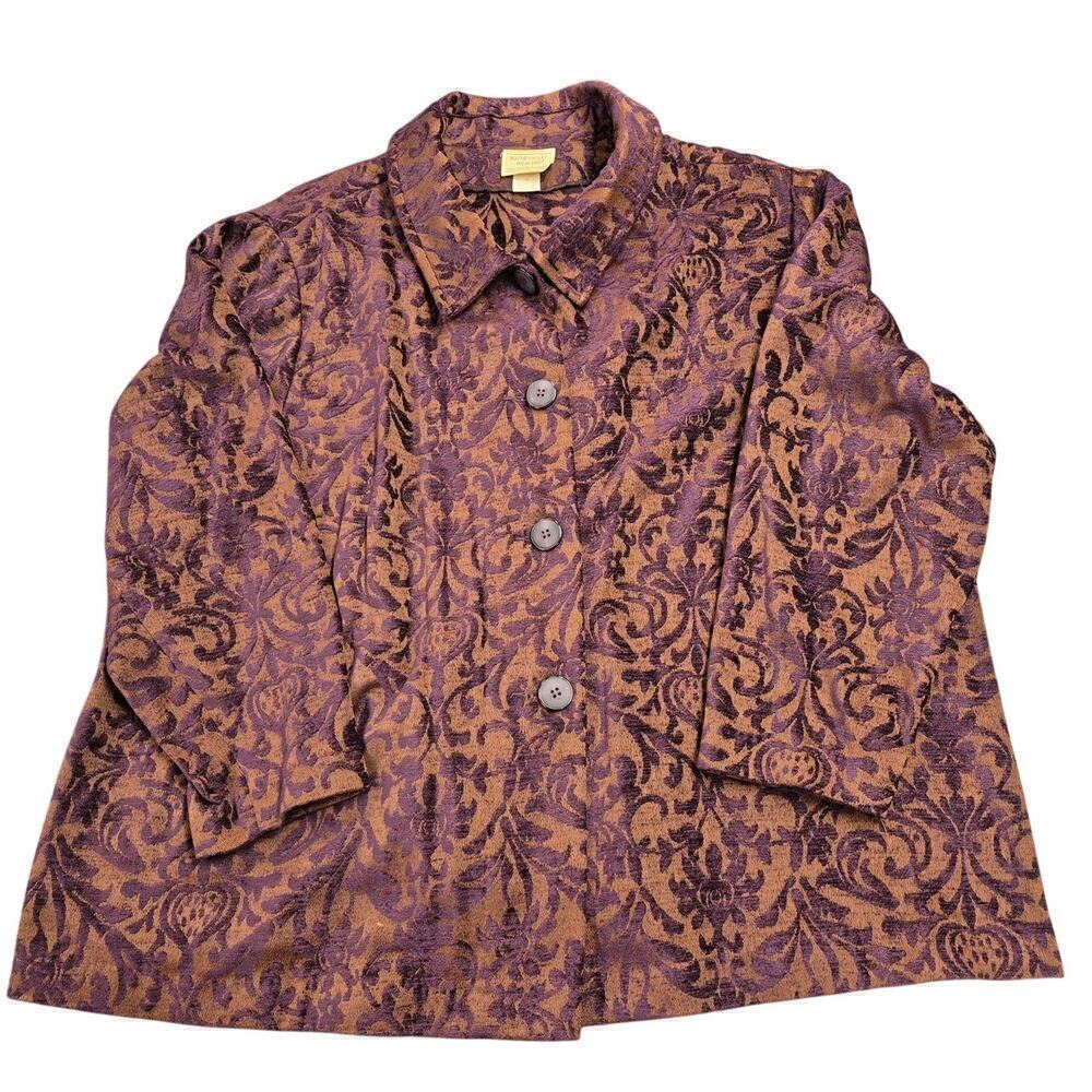 Boyne Valley Weavers Ireland Plum Brocade Tapestry Blazer jacket Sz 3X